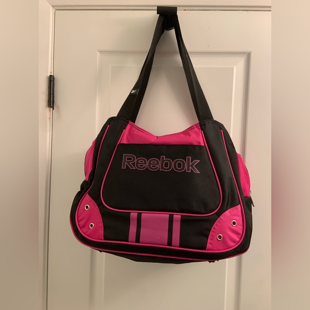 Reebok Black and Hot Pink Women's Shoulder Bag